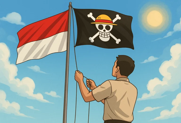 aksi-seniman-dan-mahasiswa-mengibarkan-bendera-one-piece-di-tengah-protes-memicu-heboh-di-media-sosial-simbol-anime-ini-jadi-kontroversi-dan-perbincangan-nasional
