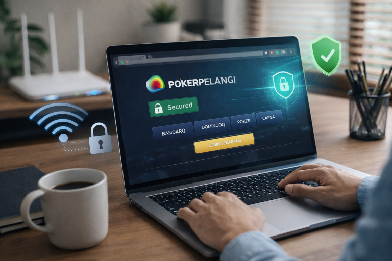 seseorang mengakses website melalui laptop dengan koneksi stabil