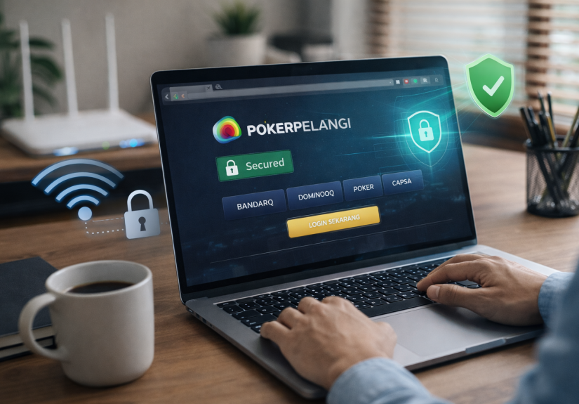 seseorang mengakses website melalui laptop dengan koneksi stabil