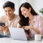 aktivitas hiburan digital menggunakan smartphone dan laptop