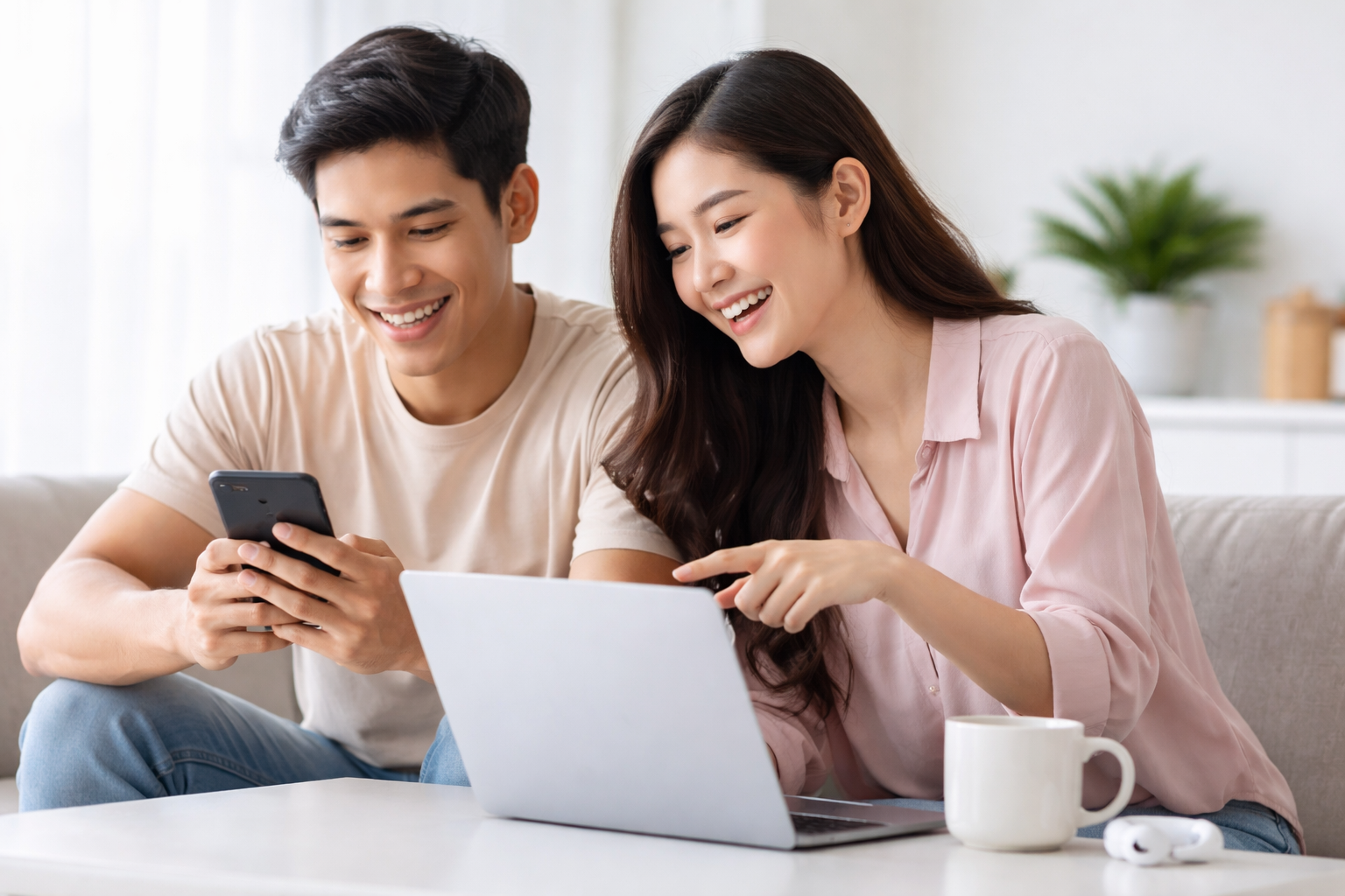 aktivitas hiburan digital menggunakan smartphone dan laptop