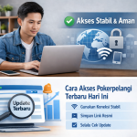 pengguna mengakses website melalui laptop dengan koneksi internet stabil