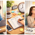 ilustrasi seseorang fokus bekerja tanpa distraksi