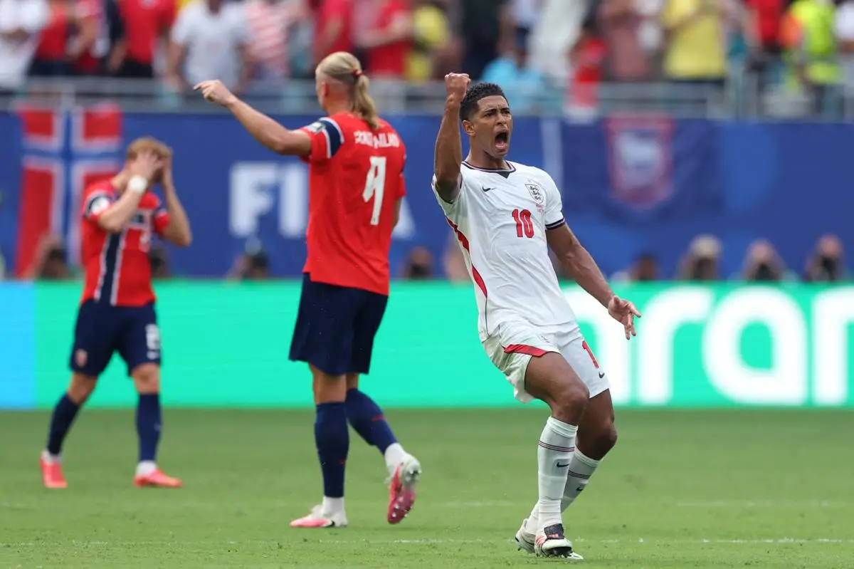 Jude Bellingham merayakan kemenangan bersama Timnas Inggris di Piala Dunia 2026